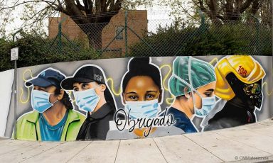 Mural artístico em Matosinhos homenageia profissionais do combate à pandemia