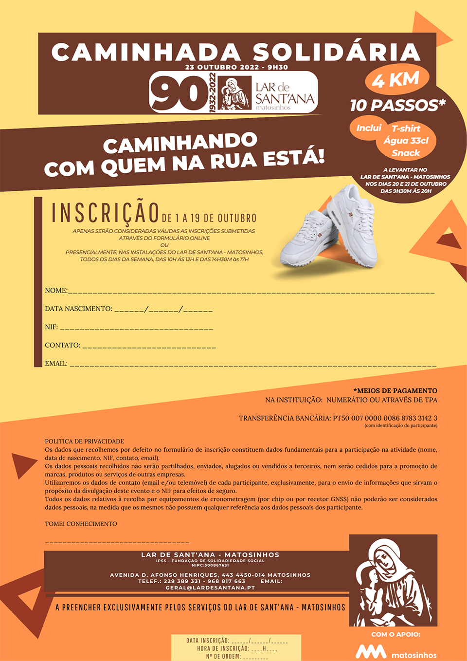 Ficha Inscrição Caminhada Solidária