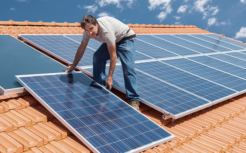 Painéis Solares no telhado